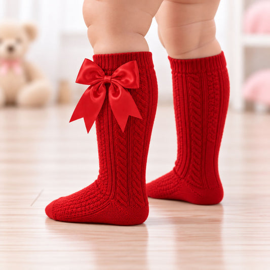 baby girl socks with red bow
