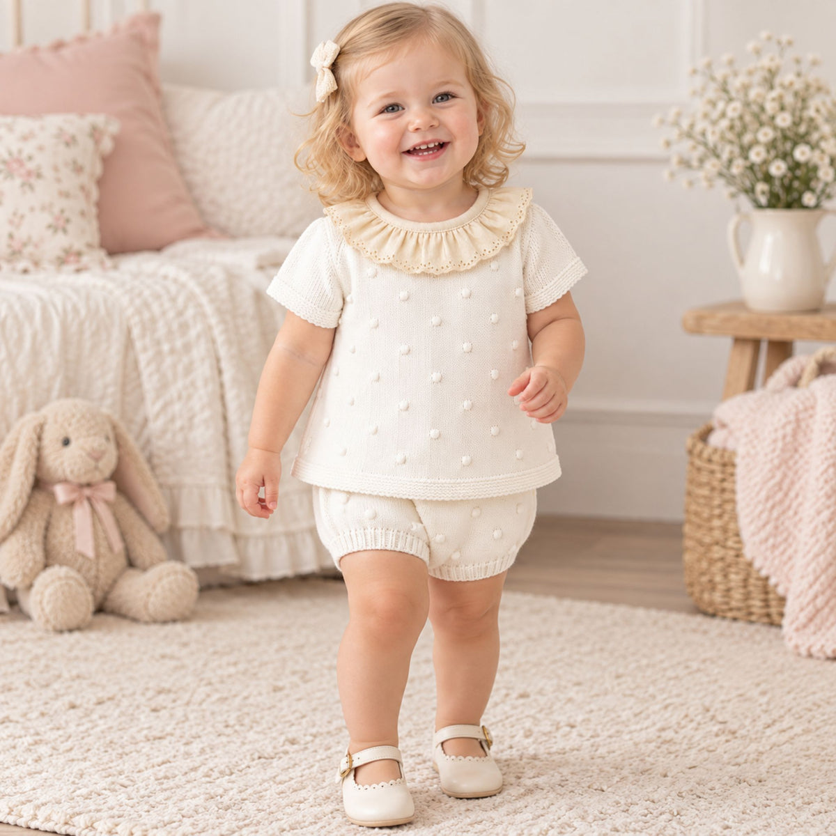 baby girl cream knitted outfit