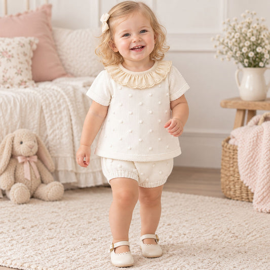 baby girl cream knitted outfit