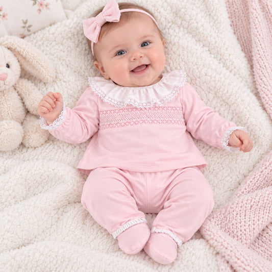 Baby Girls Pink Cotton Two Piece Outfit