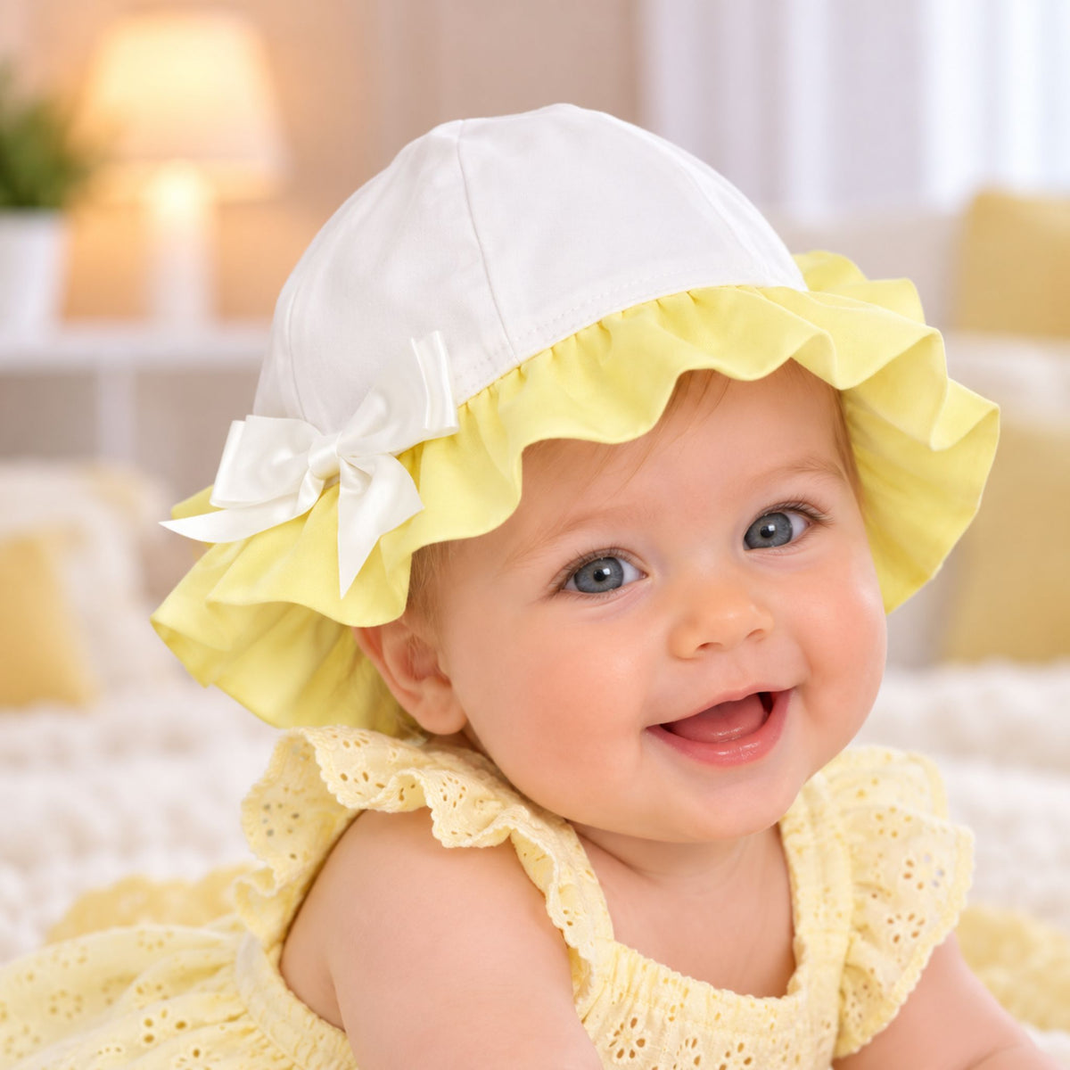 Baby Girls Lemon Frill Sun Hat (0–2 Years)