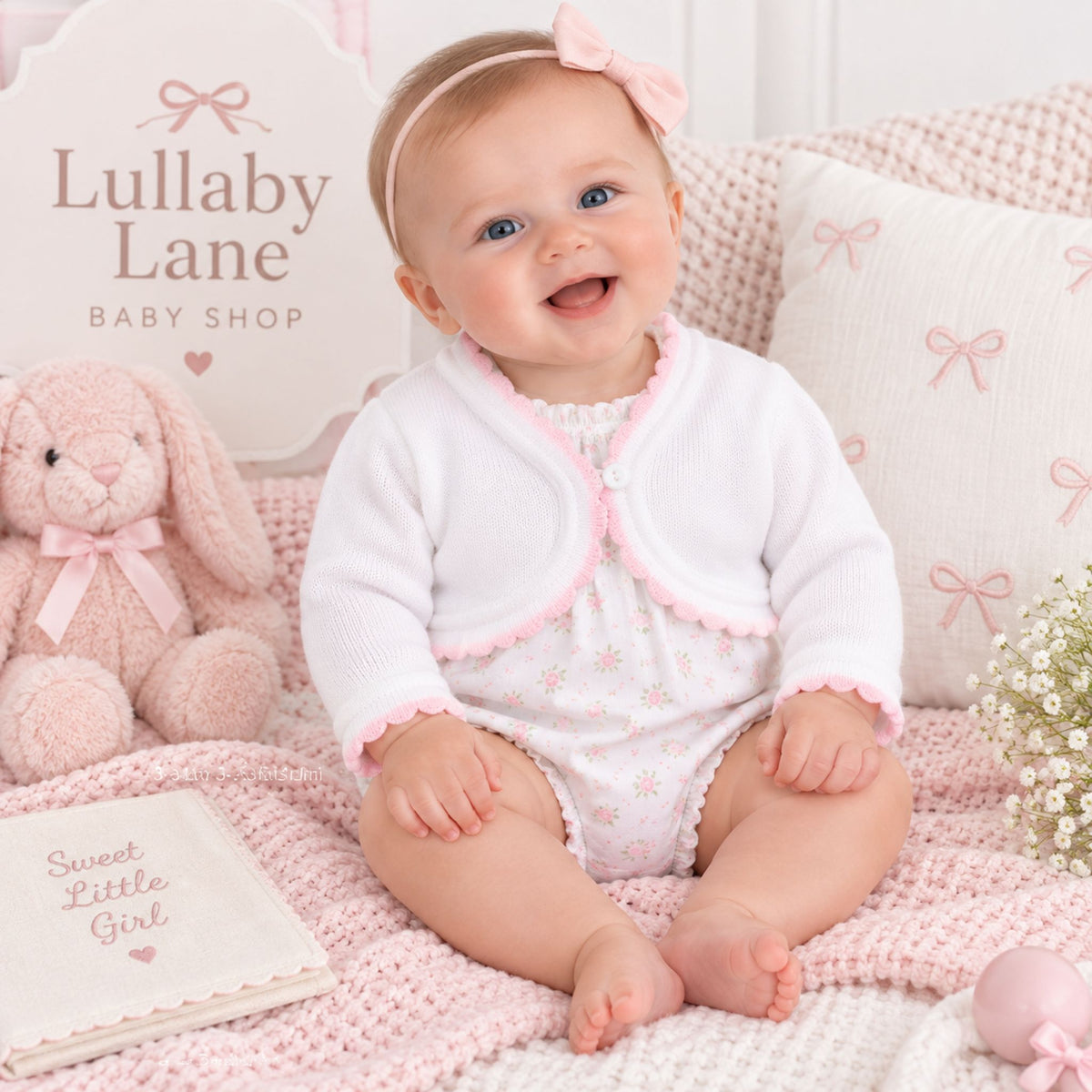 baby girl white pink bolero cardigan
