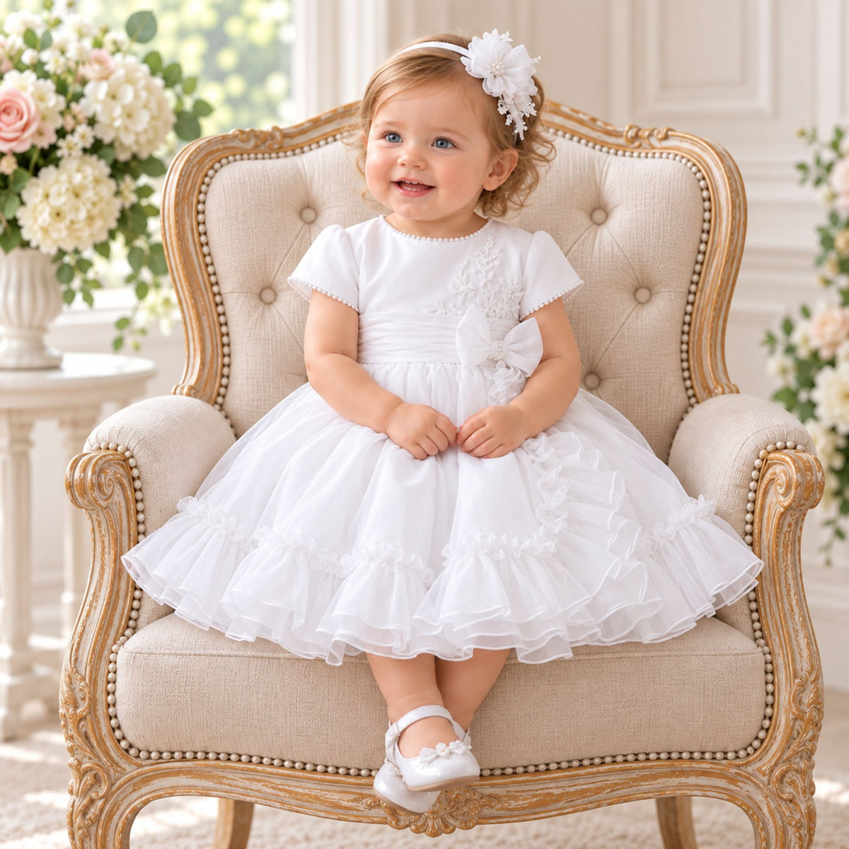 baby girl white sarah louise christening dress