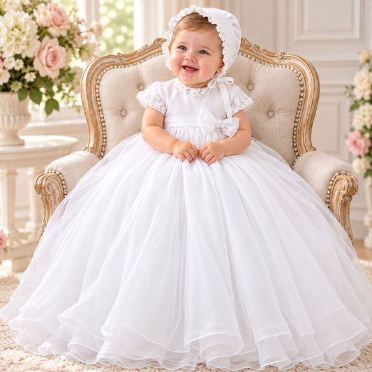 baby girl christening gown with bonnet