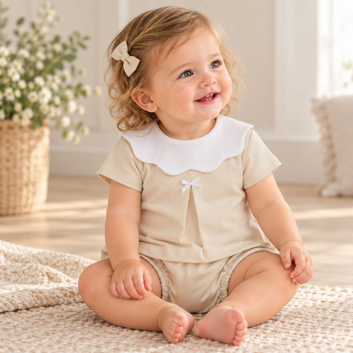 baby girl beige 2 piece outfit