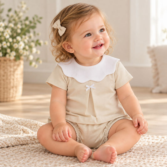 baby girl beige 2 piece outfit