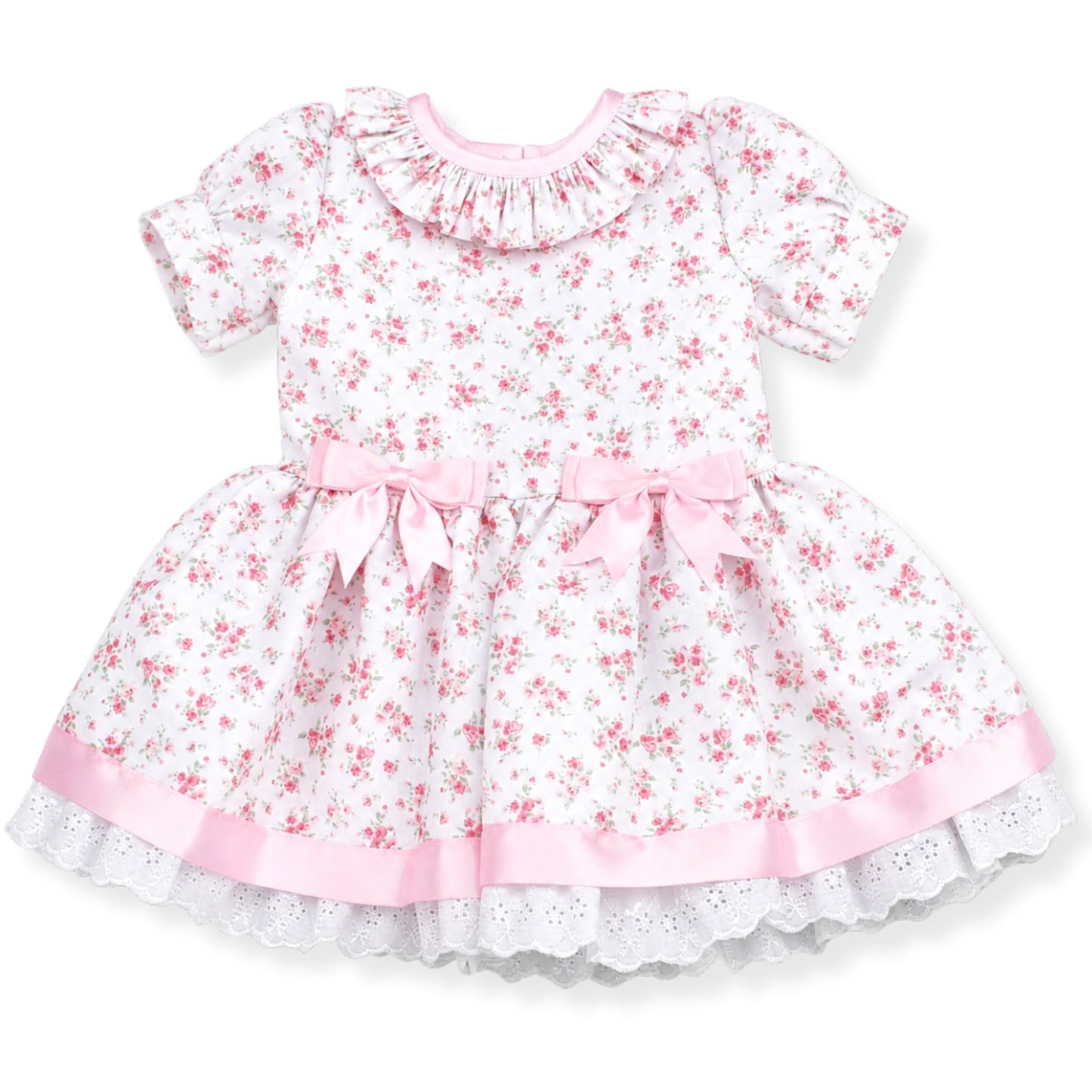 Floral dress with pink and white colors on a white background