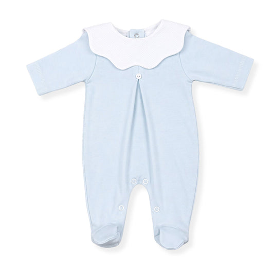 blue cotton baby boys sleepsuit