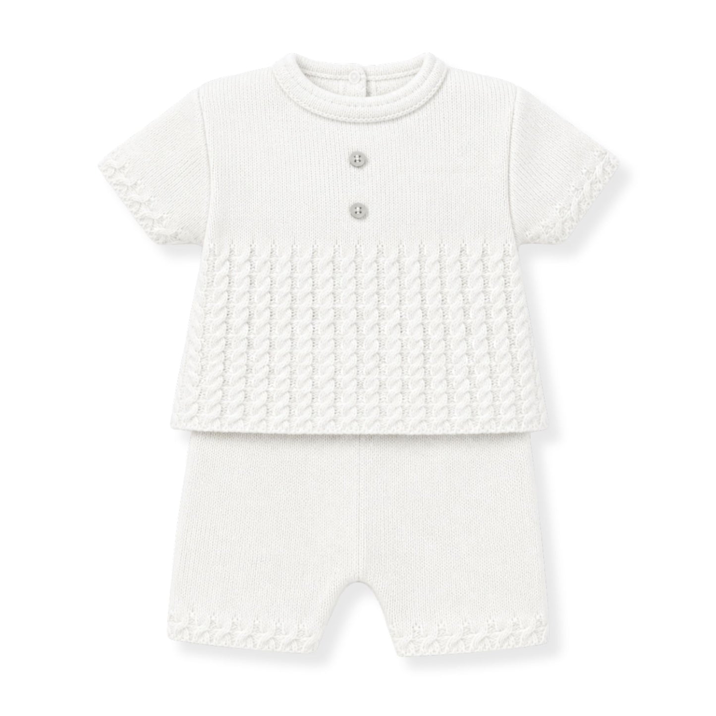 dandelion baby boys white knitted outfit