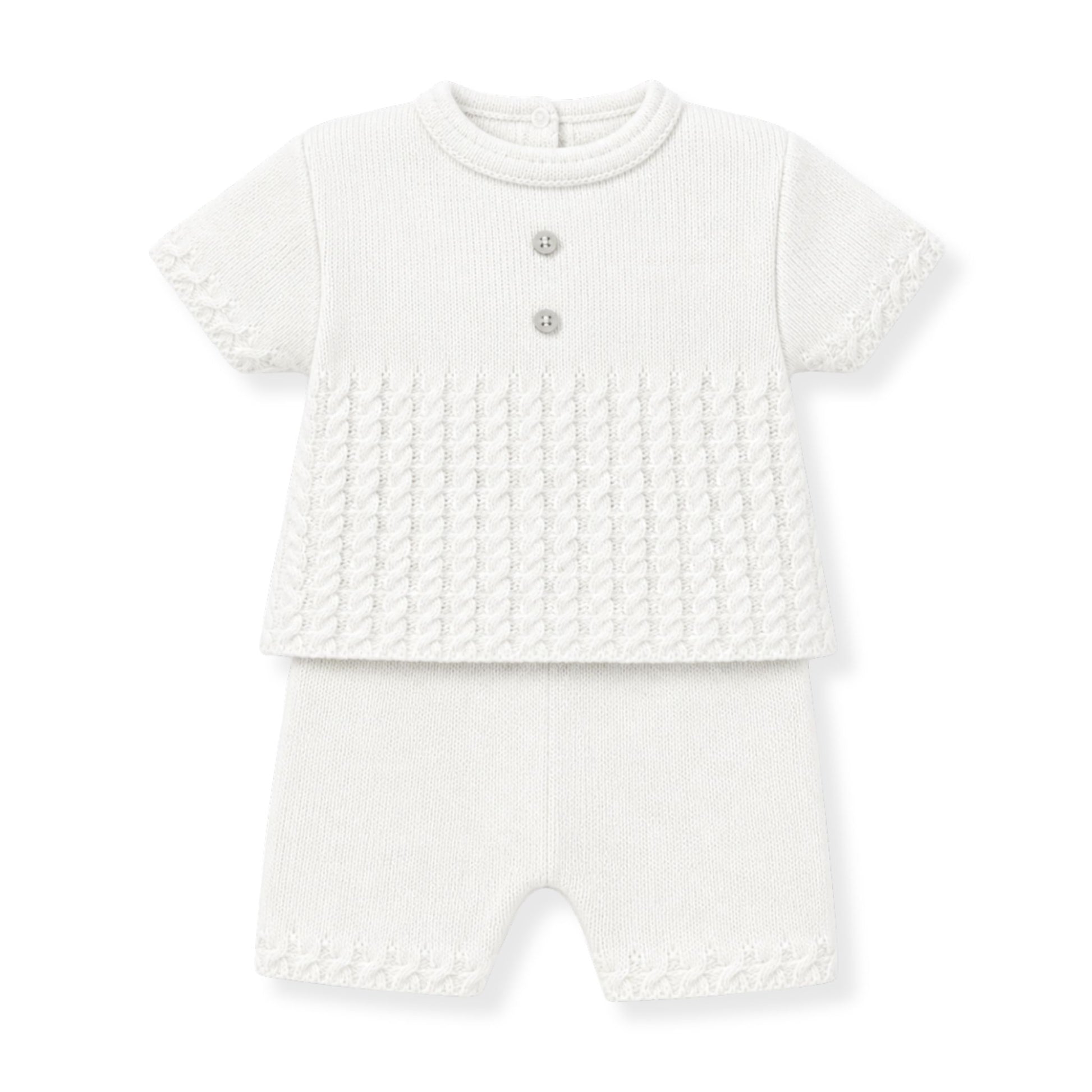 dandelion baby boys white knitted outfit