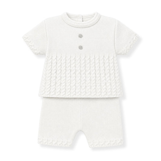 dandelion baby boys white knitted outfit
