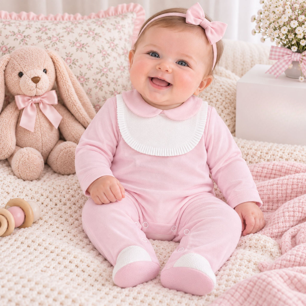 baby girl pink sleepsuit