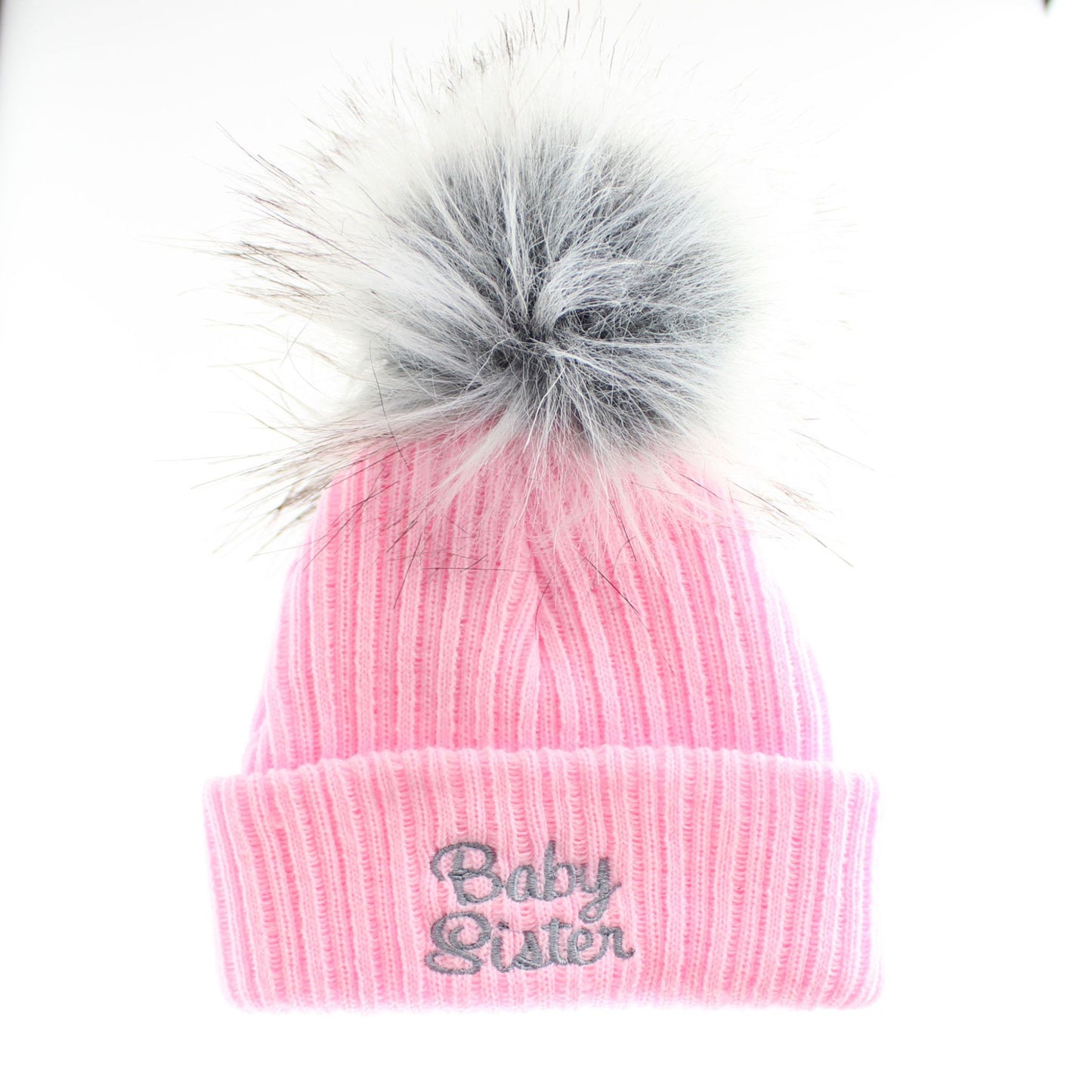 Baby Brother / Baby Sister Pom Hat –  Baby Hat (Newborn & 0–6 Months)