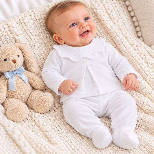 2 piece white cotton baby outfit