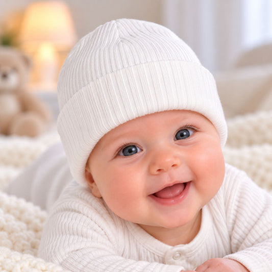Baby Beanie Hat - White