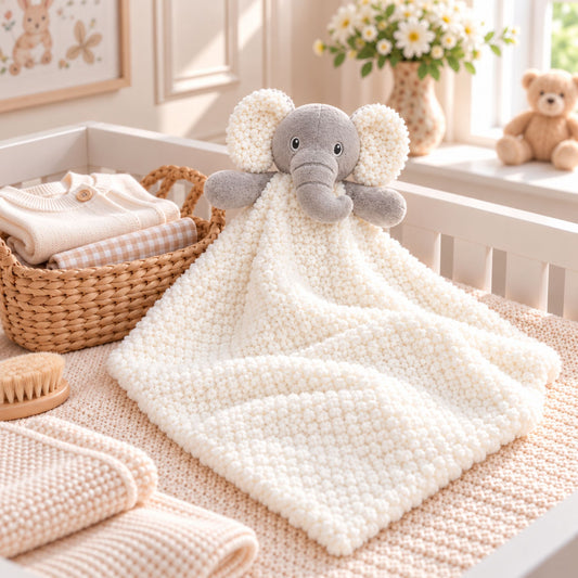 white elephant baby comforter
