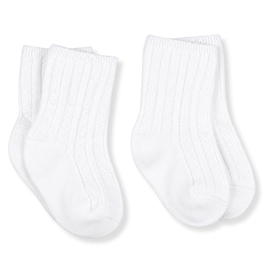 Two white socks on a white background
