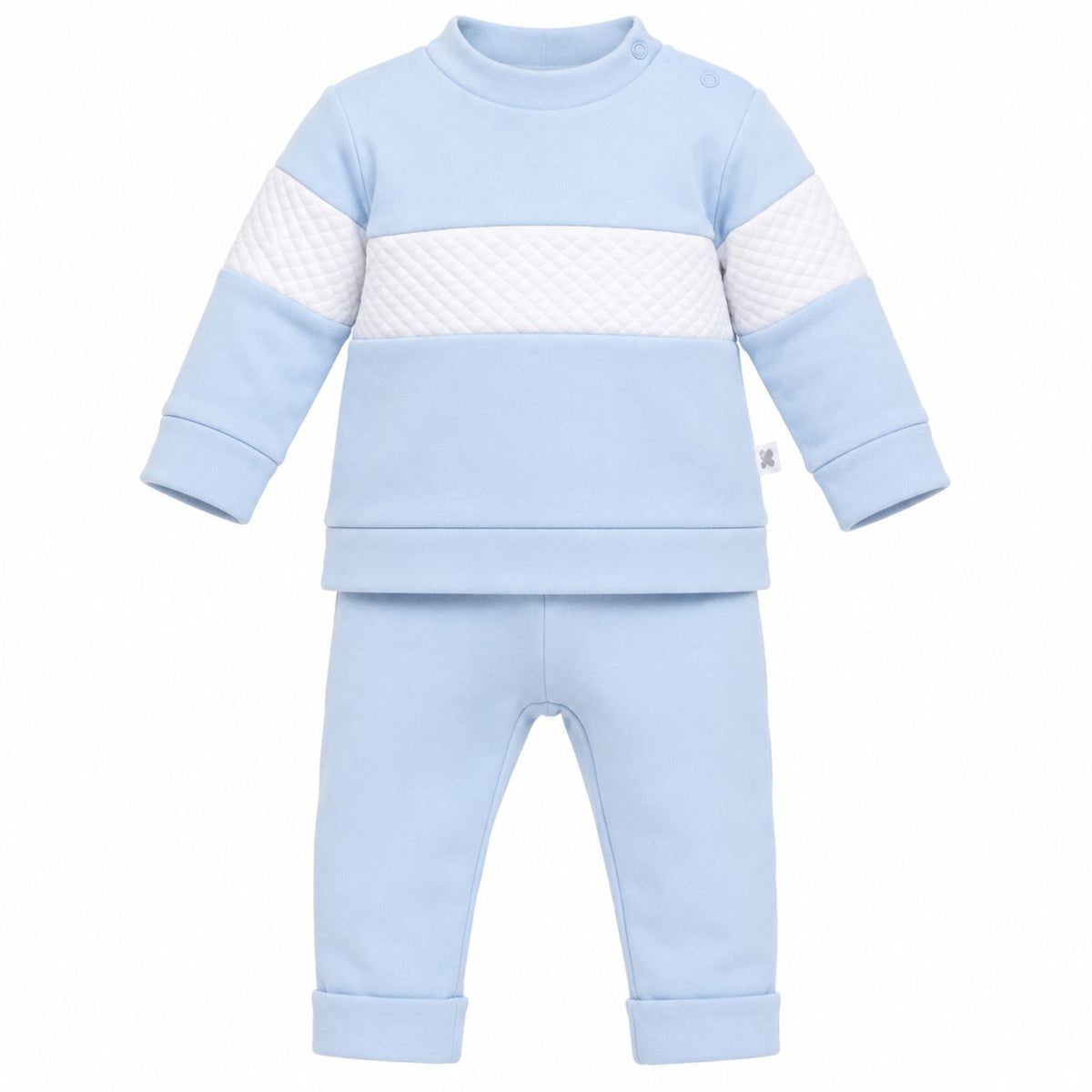 Baby Boys Blue & White Quilted 2 Piece Tracksuit – Kleo Kids