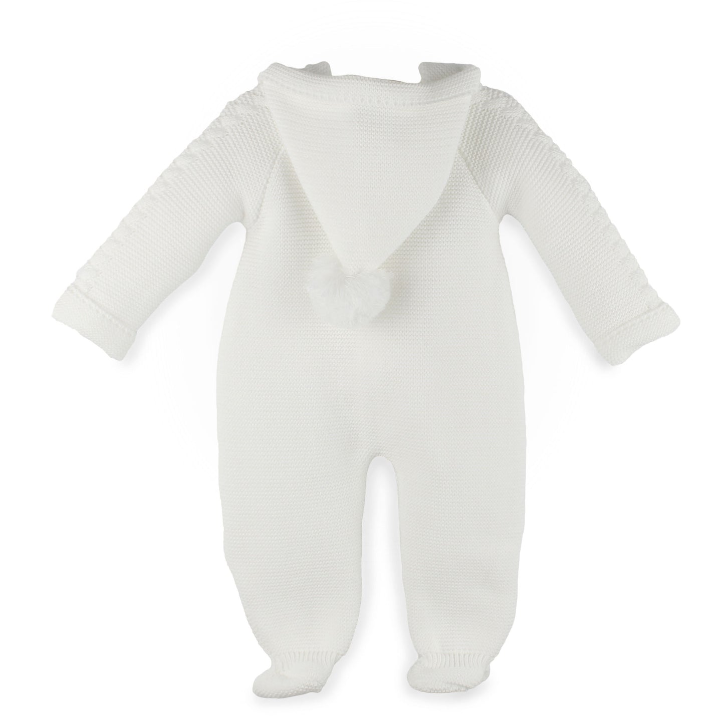 Baby Knitted All In One Pramsuit  - White