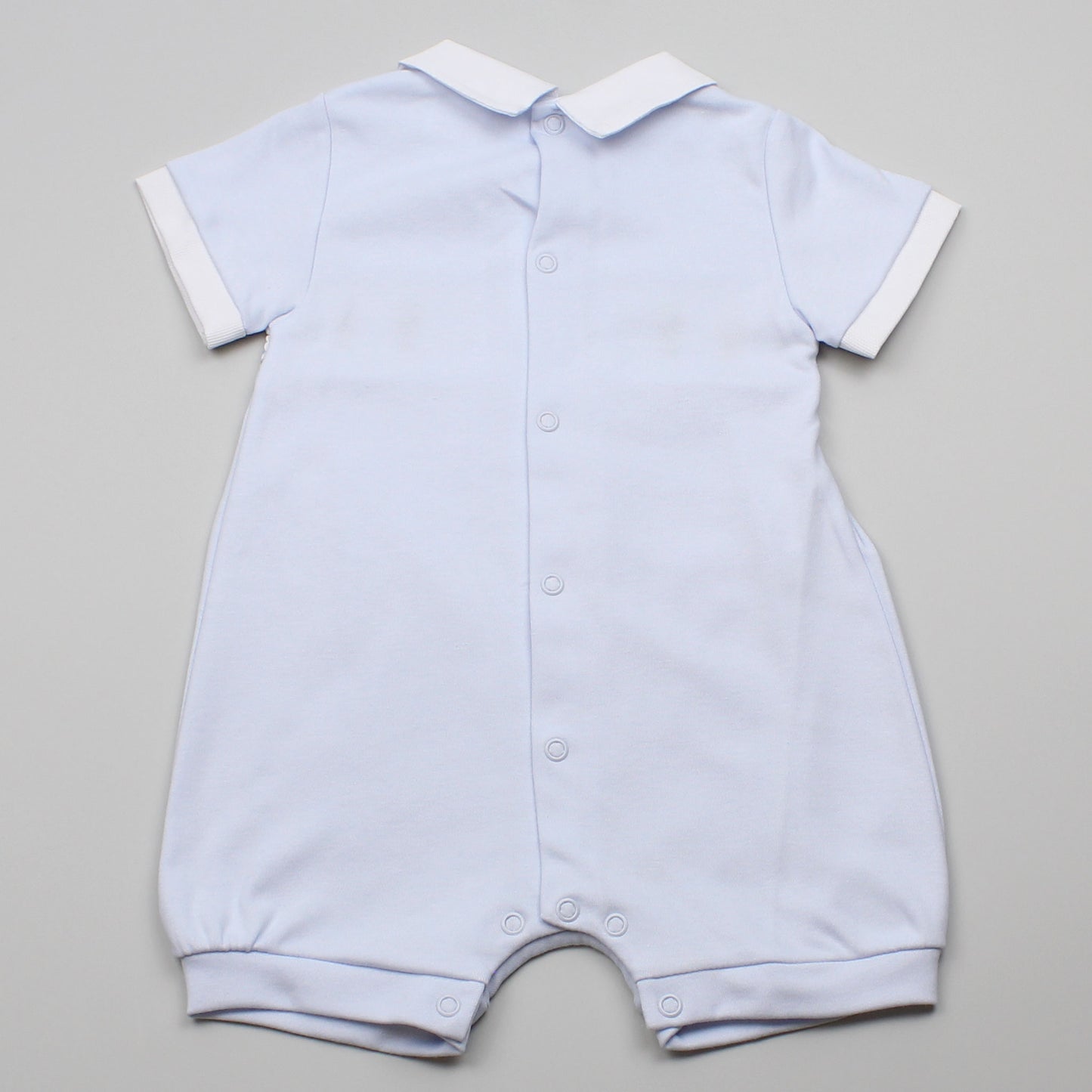 Velour Smocked All In One Soldiers- Blue - Baby Boy