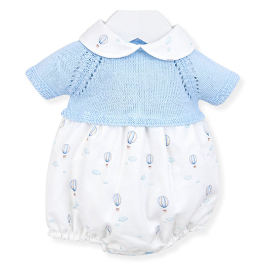 Pex baby boys blue knitted hot air balloon romper for newborn to 6 