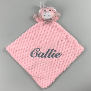 Personalised Baby Comforter - Pink Lion