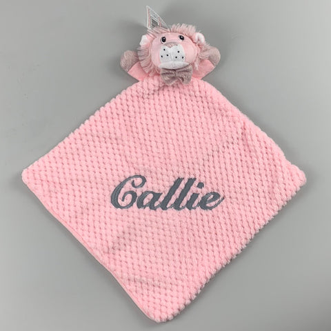 Personalised Baby Comforter - Pink Lion