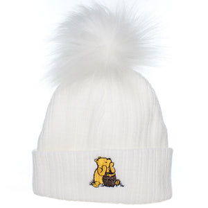 white bear pastel baby hat