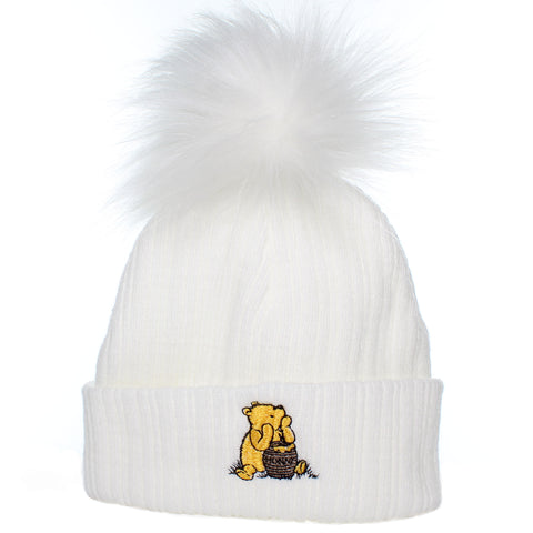 white bear pastel baby hat