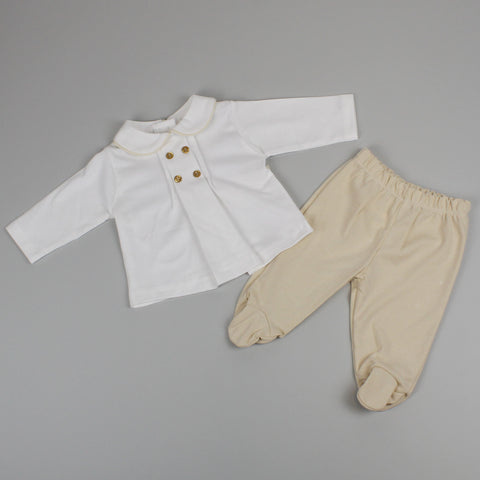 baby boys beige outfit cotton 