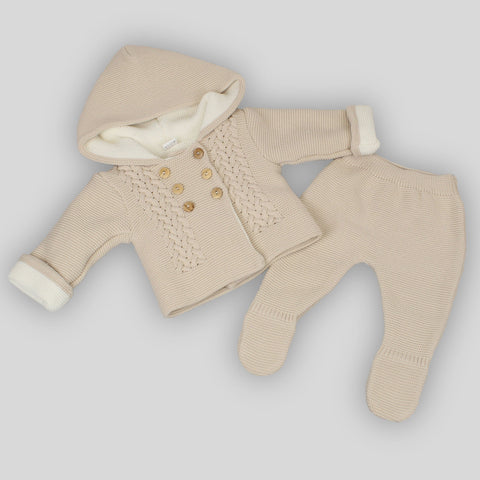 baby heavy jacket and leggings beige