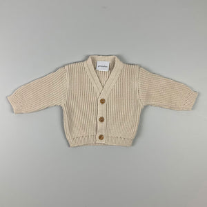 Unisex Baby Ribbed Knitted Cardigan - Beige