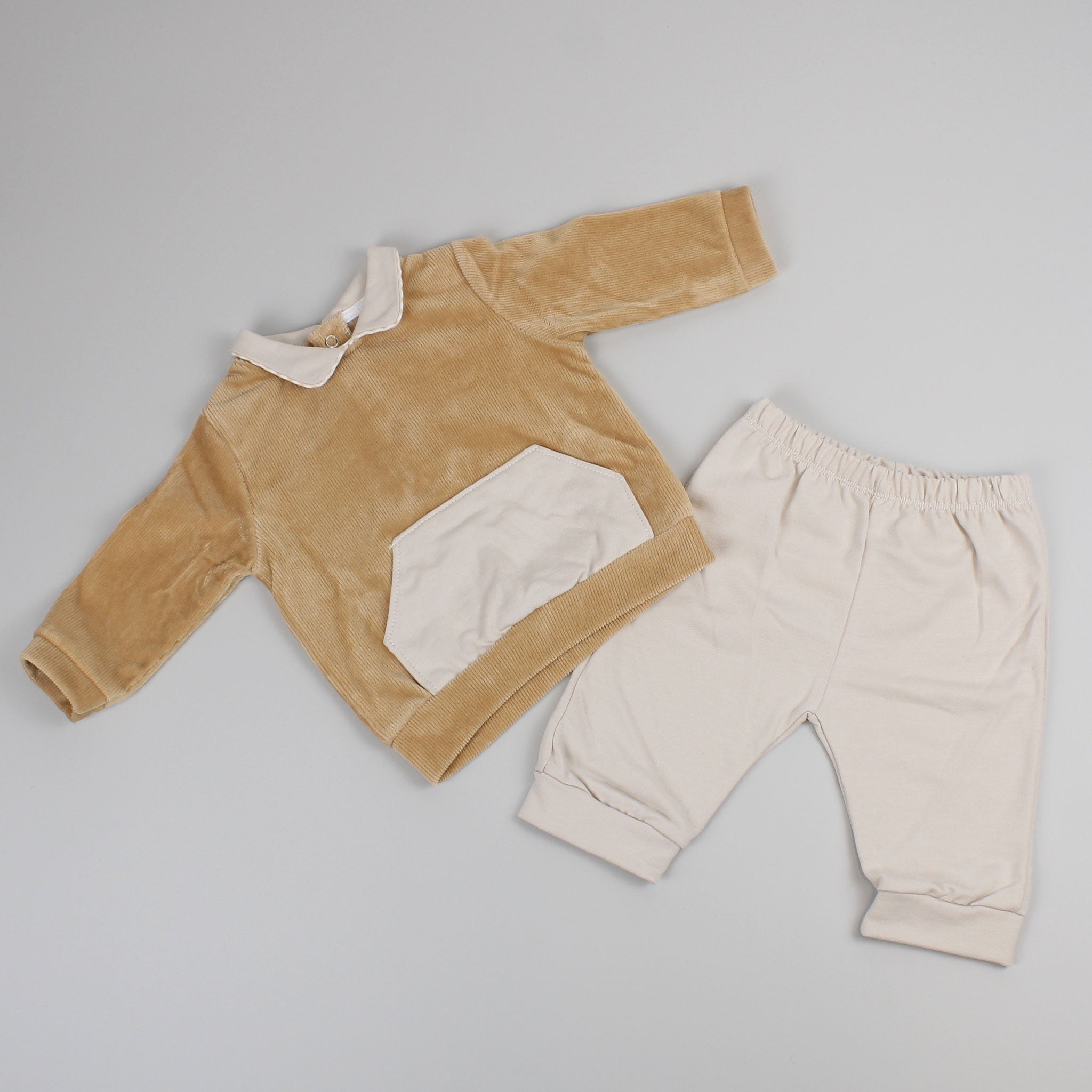 baby boys corded beige tracksuit