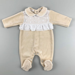 beige girls sleepsuit velour