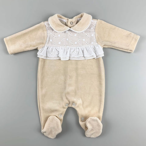 beige girls sleepsuit velour