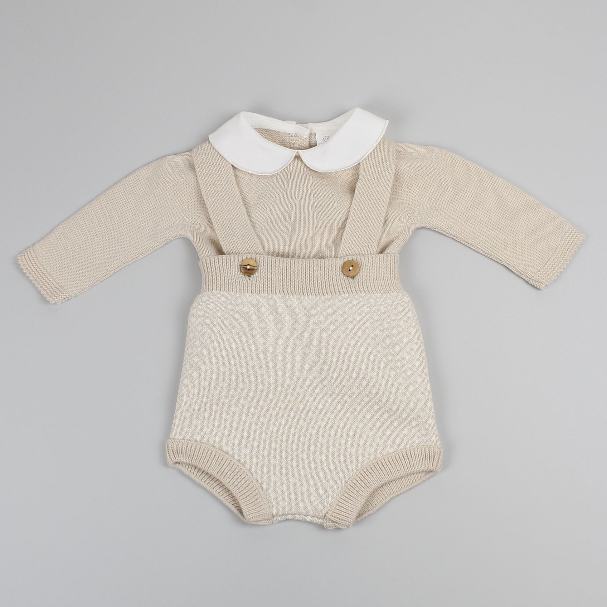 baby boys beige knitted outfit