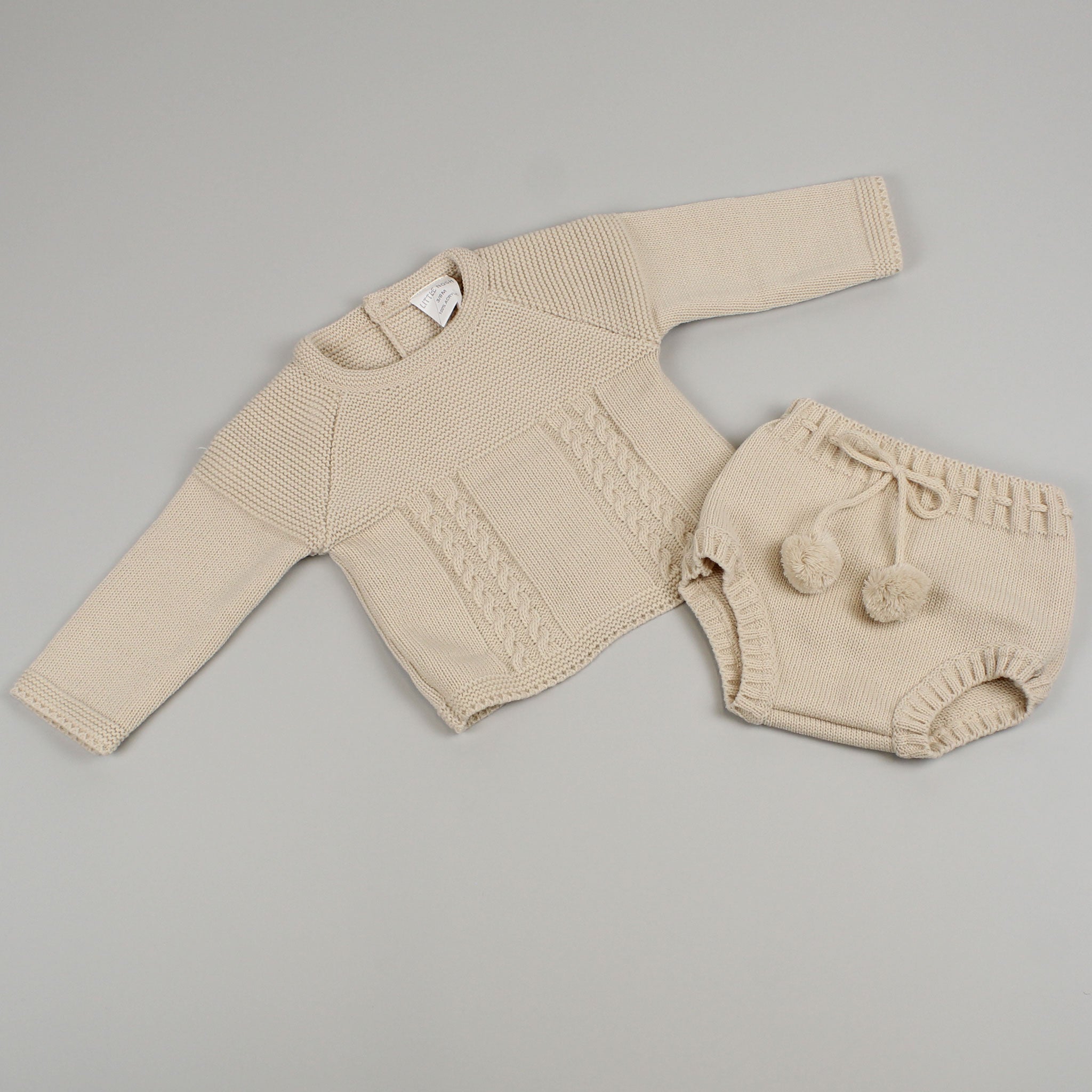 baby unisex beige knitted outfit 