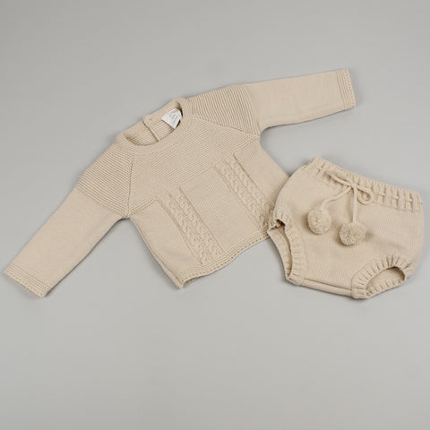 baby unisex beige knitted outfit 