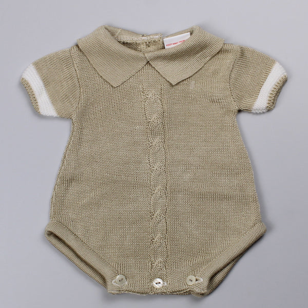 Baby Boy Knitted Romper - Beige