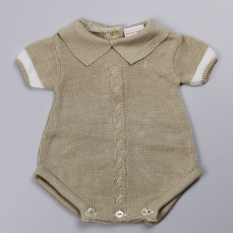 Baby Boy Knitted Romper - Beige