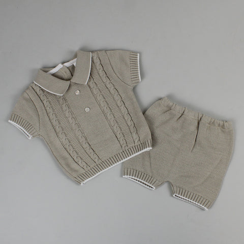 boys beige knitted outfit