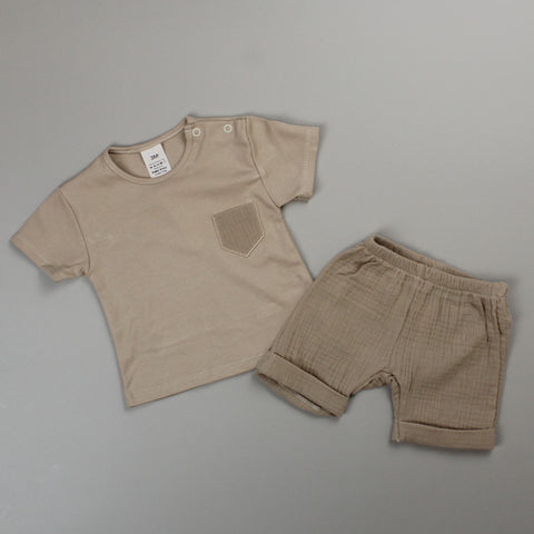 baby boys beige summer outfit