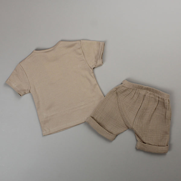 baby boys beige summer cotton set