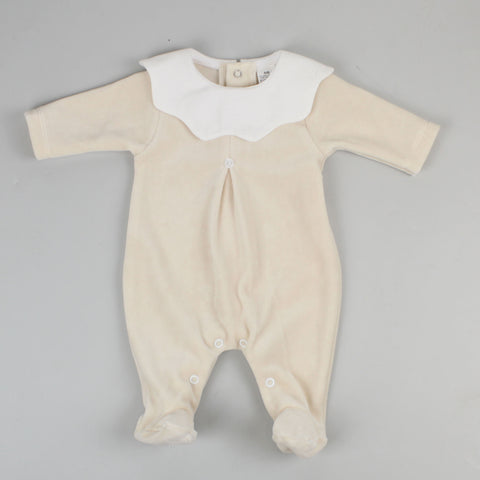 beige baby sleepsuit