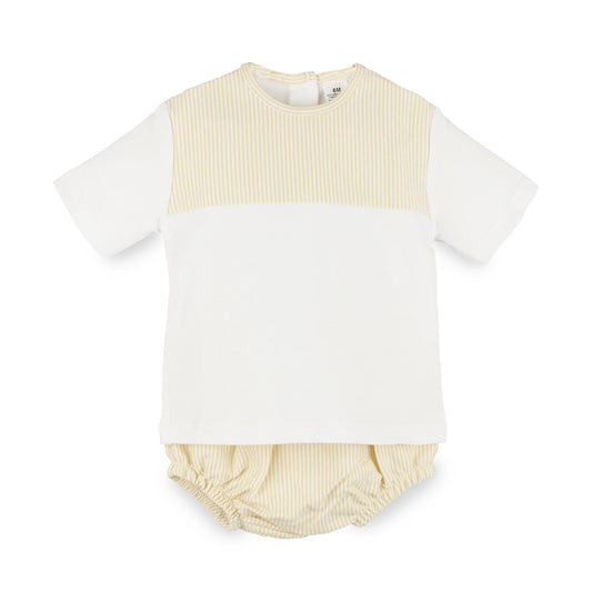 Baby Boys Beige Stripe Two Piece Outfit – 100% Cotton