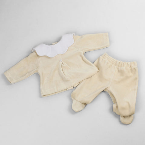 unisex beige velour two piece outfit