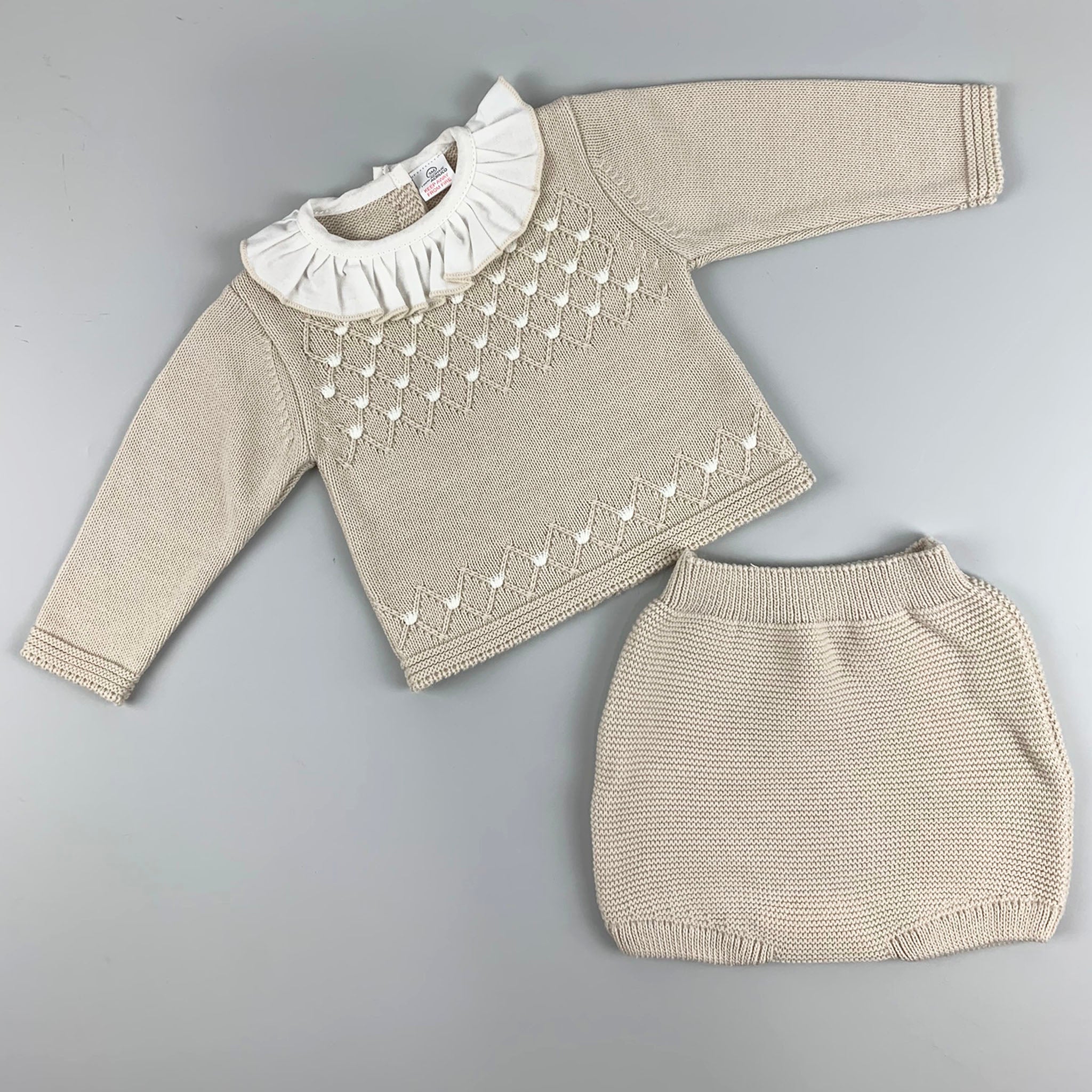 beige knitted baby girl clothes