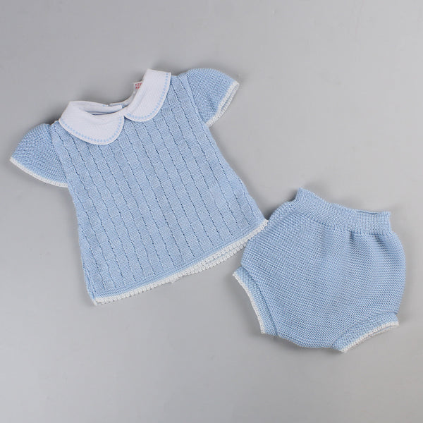 baby girls blue knitted outfit