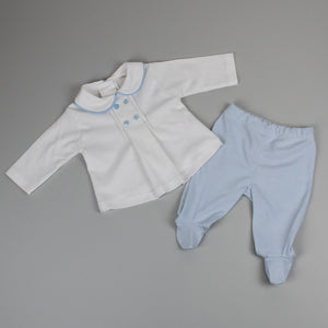 Baby Boys Blue 2 Piece Cotton Outfit - Top and Bottoms