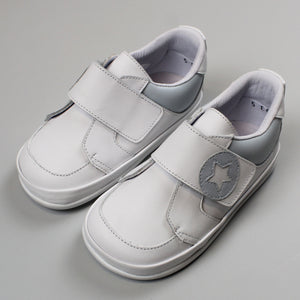 baby boys leather white trainers